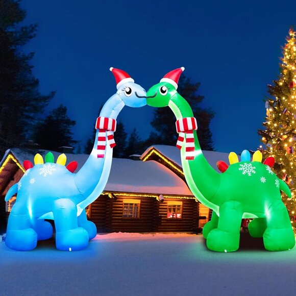 🆕12FT Christmas Inflatable Double Dinosaur Built-in LED Yard Outdoor Decoration - Picture 7 of 8